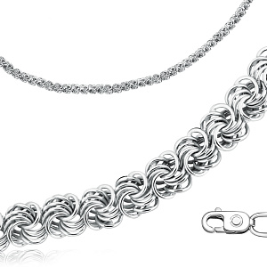 Браслет ручной работы из серебра, плетение розочка