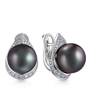 Серьги с английским замком из белого золота с бриллиантами