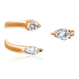 Кольцо из красного золота с фианитом