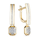 Серьги с английским замком из желтого золота с бриллиантами