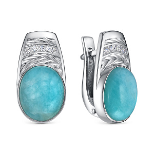 Серьги с английским замком из серебра с фианитами