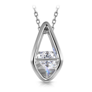 Колье из белого золота с бриллиантом, плетение якорное