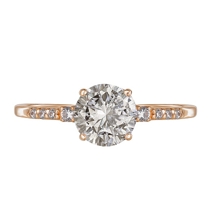 Кольцо из красного золота с фианитом