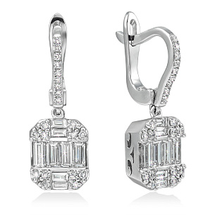 Серьги из белого золота с бриллиантом