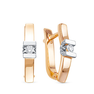 Серьги из красного золота с бриллиантом