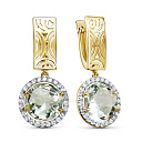 Серьги с английским замком из желтого золота с бриллиантами