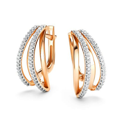 Серьги с английским замком из красного золота с бриллиантами