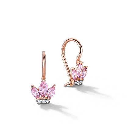 Серьги детские из серебра с фианитом и золочением