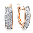 Серьги с английским замком из красного золота с фианитом