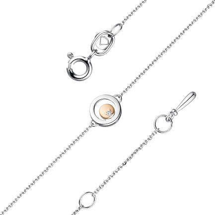 Браслет декоративный из серебра с бриллиантом