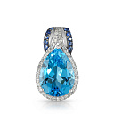 Подвеска из белого золота с бриллиантами, сапфирами