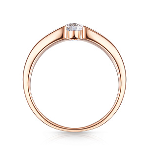 Кольцо обручальное из красного золота с бриллиантом