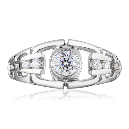 Печатка из белого золота с бриллиантами