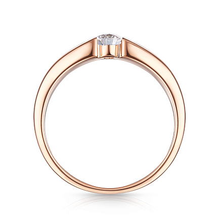 Кольцо обручальное из красного золота с бриллиантом