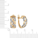 Серьги с английским замком из красного золота с фианитом