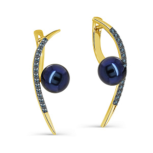 Серьги с английским замком из желтого золота с бриллиантами