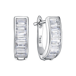 Серьги с английским замком из серебра с фианитами