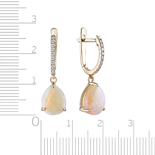 Серьги с английским замком из желтого золота с бриллиантом