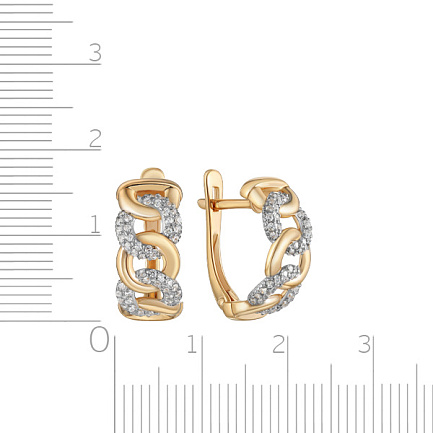 Серьги с английским замком из красного золота с фианитом