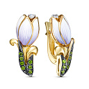 Серьги с английским замком из желтого золота с бриллиантами