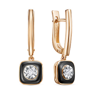 Серьги с английским замком из красного золота с бриллиантами