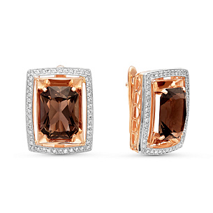 Серьги из комбинированного золота с бриллиантами