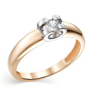 Кольцо из красного золота с бриллиантом