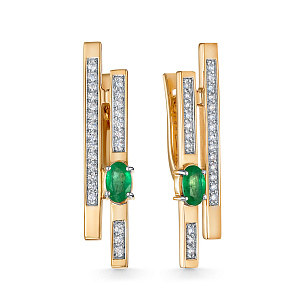 Серьги из красного золота с изумрудом