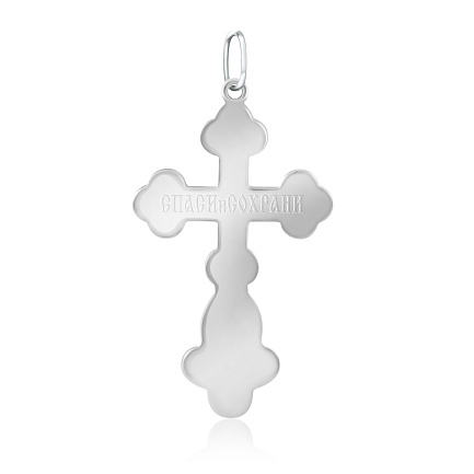 Крест ручной работы из белого золота