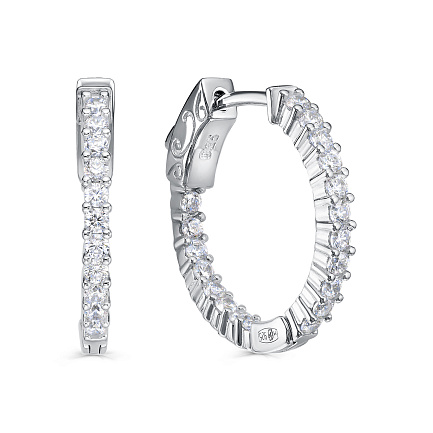 Серьги с английским замком из серебра с фианитами