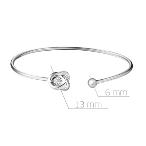 Браслет жесткий из белого золота с бриллиантом