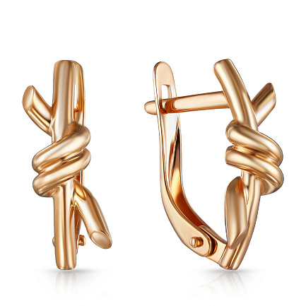 Серьги с английским замком из красного золота