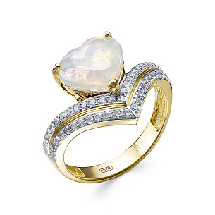 Золотое кольцо с опалом, бриллиантами