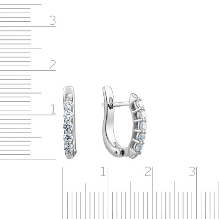 Серьги с английским замком из белого золота с бриллиантами