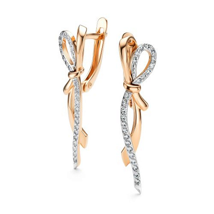 Серьги с английским замком из красного золота с бриллиантами