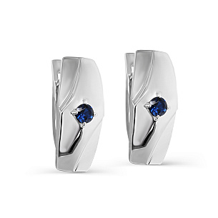 Серьги с английским замком из серебра с фианитом