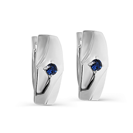 Серьги с английским замком из серебра с фианитами