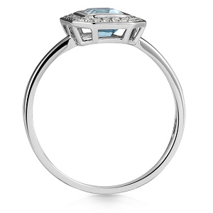 Кольцо из белого золота с аквамарином, бриллиантами