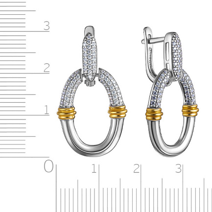 Серьги с английским замком из серебра с позолотой