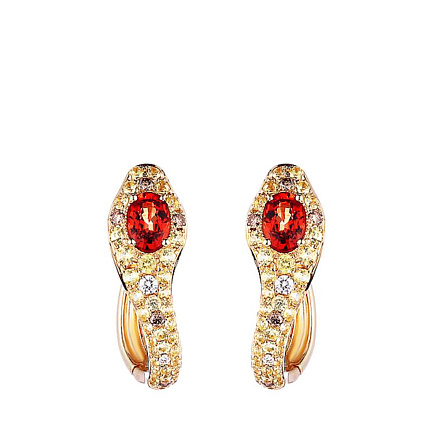 Серьги с английским замком из желтого золота с бриллиантами