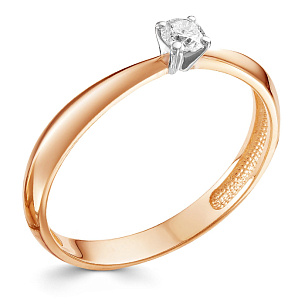 Кольцо из красного золота с бриллиантом