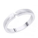 Кольцо обручальное из белого золота с бриллиантом