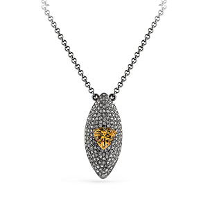 Колье из серебра с фианитами, цитрином