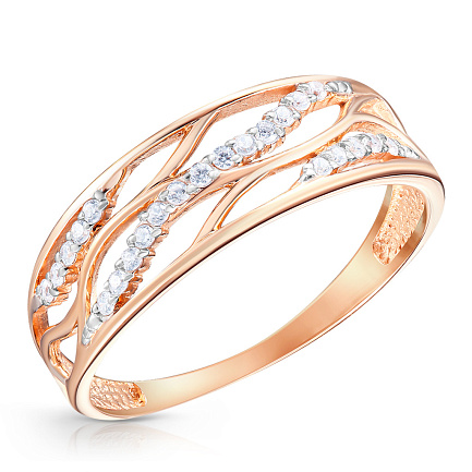 Кольцо из красного золота с фианитом