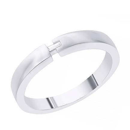 Кольцо обручальное из белого золота с бриллиантом