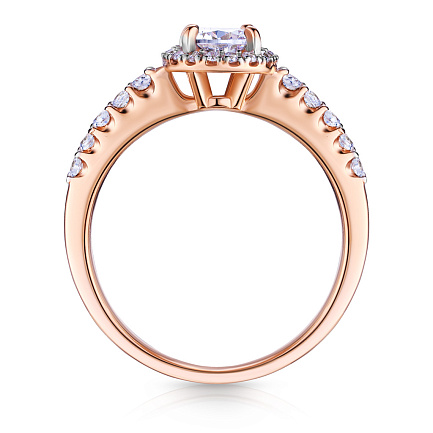 Кольцо из красного золота с фианитом