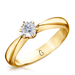 Кольцо помолвочное из жёлтого золота с бриллиантом