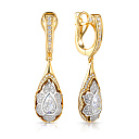 Серьги с английским замком из желтого золота с бриллиантом