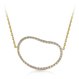 Колье из желтого золота с бриллиантами, плетение якорное