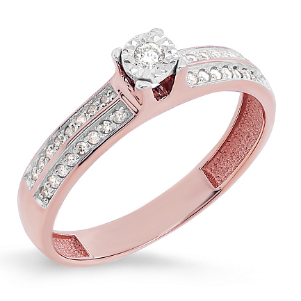 Кольцо из красного золота с бриллиантами